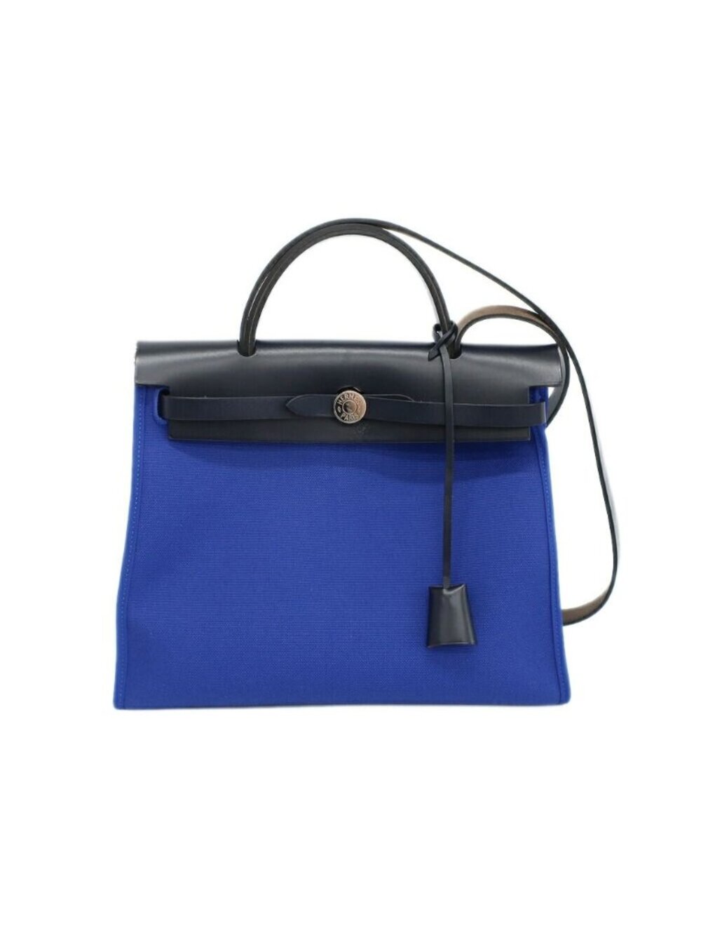 Hermes Heaven Herbag Zip PM Shoulder Bag Blue Silver Manufactured Around
